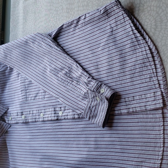 Men's Aeropostale White Striped Long Sleeve Button-up Shirt Size M - NWOT - Picture 6 of 12